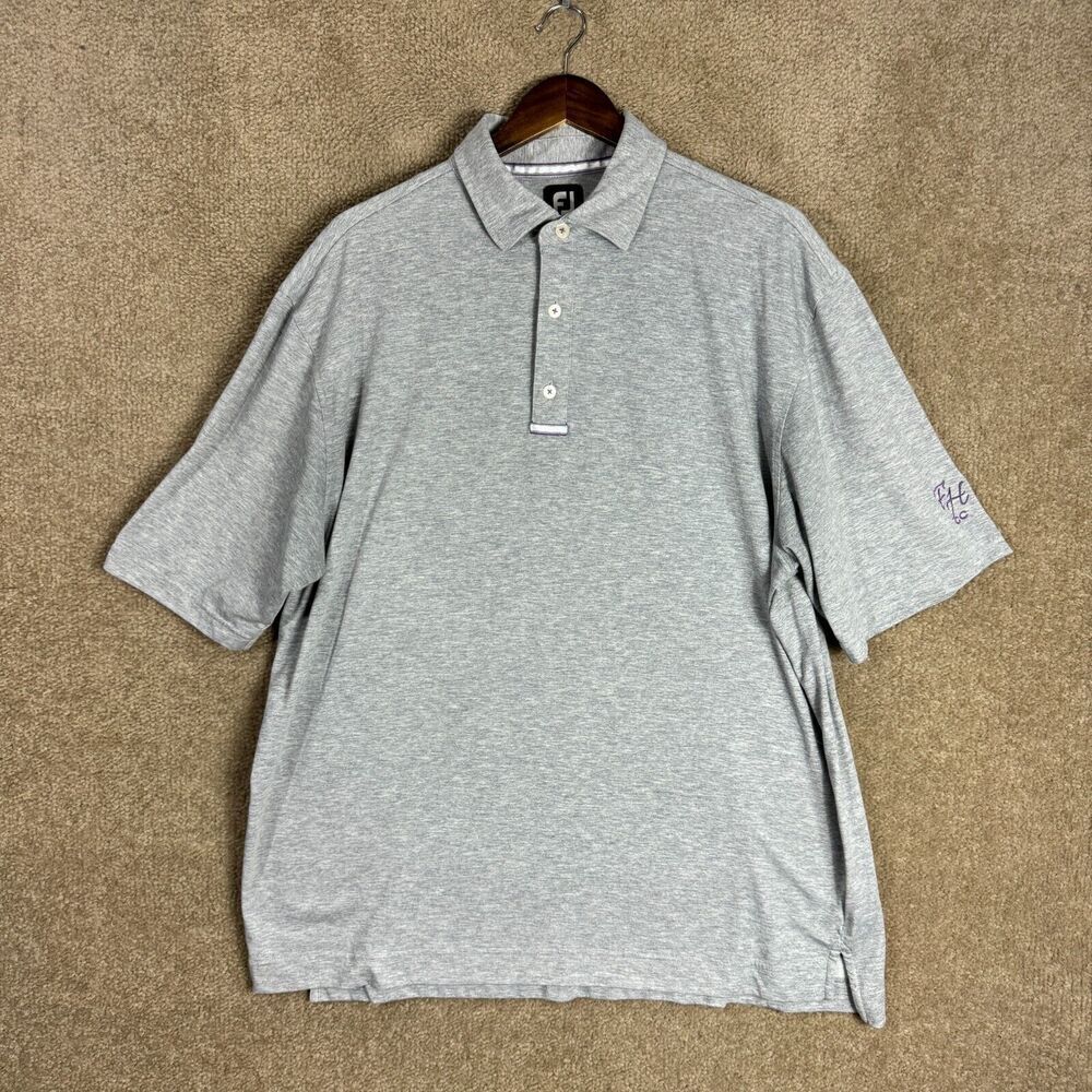 FootJoy Polo Shirt Mens Size XXL 2XL Gray Heather Golf Short Sleeve Performance